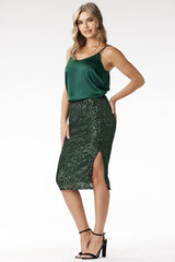 Evening sequin pencil midi skirt