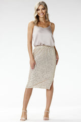 Evening sequin pencil midi skirt