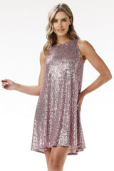 Dazzling evening sequin trapeze mini dress