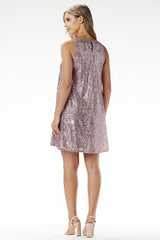 Dazzling evening sequin trapeze mini dress