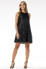 Dazzling evening sequin trapeze mini dress