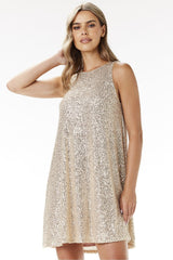 Dazzling evening sequin trapeze mini dress