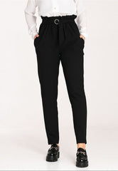 Women slightly tapered pleated waist pants