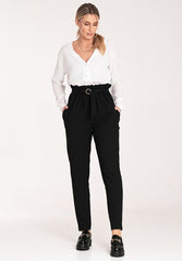 Women slightly tapered pleated waist pants