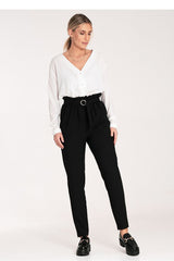 Women slightly tapered pleated waist pants