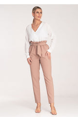 Women slightly tapered pleated waist pants