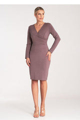 Fitted long sleeves overlapping fabric dress