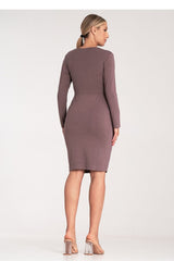 Fitted long sleeves overlapping fabric dress