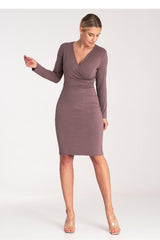 Fitted long sleeves overlapping fabric dress