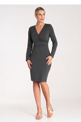 Fitted long sleeves overlapping fabric dress