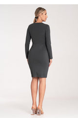 Fitted long sleeves overlapping fabric dress