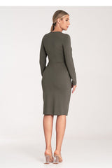 Fitted long sleeves overlapping fabric dress