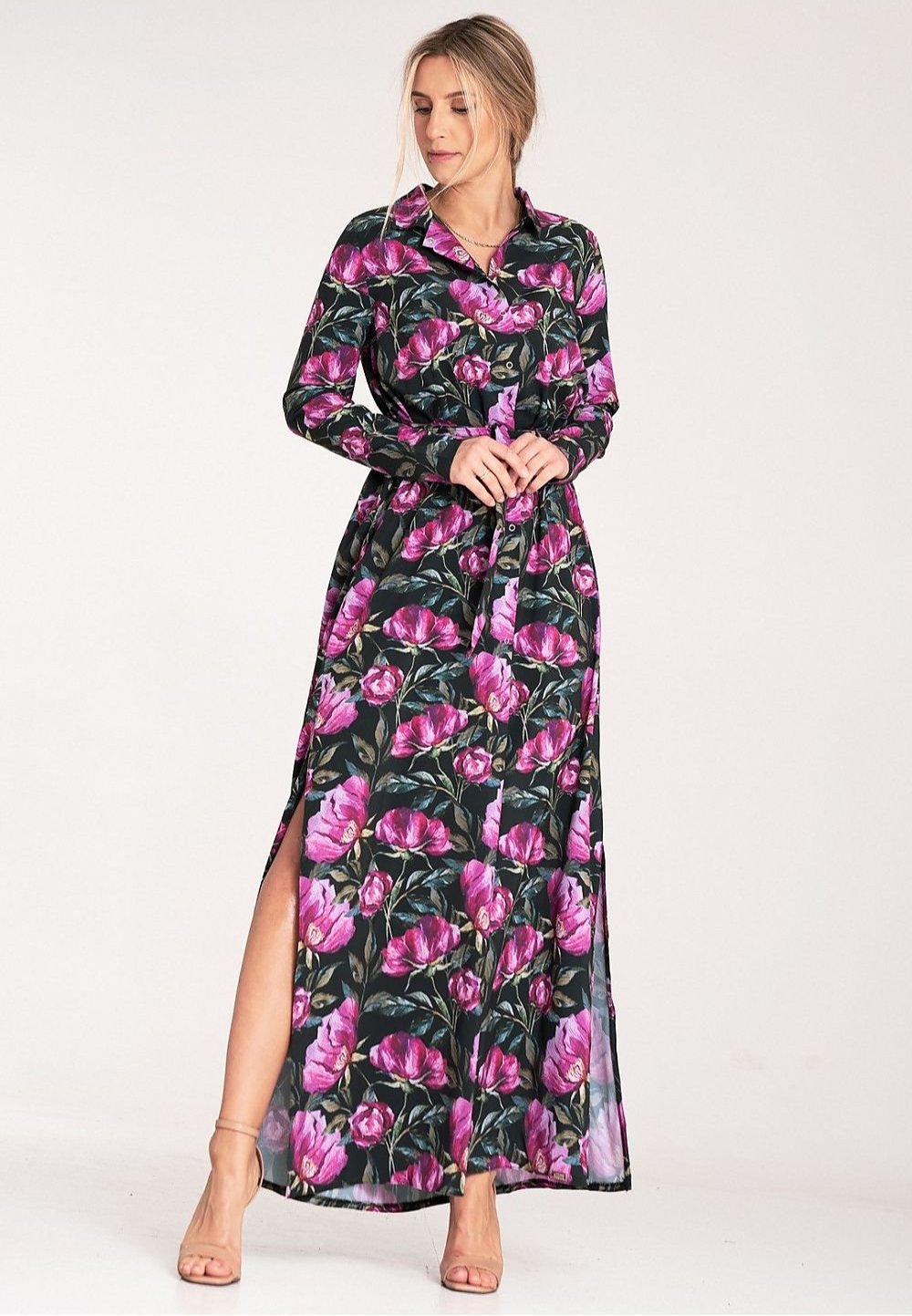 Long sleeves buttoned up maxi dress