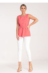 Trapezoidal elegant unbuttoned blouse