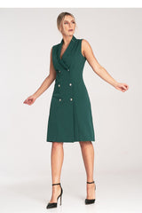 Elegant narrow lapels sleeveless day dress