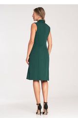 Elegant narrow lapels sleeveless day dress