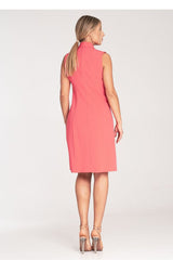 Elegant narrow lapels sleeveless day dress