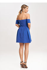 Elegant beautifully exposed back mini evening dress