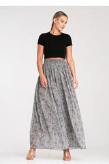 Elegant long flared striking fabric skirt