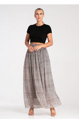 Elegant long flared striking fabric skirt