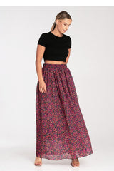 Elegant long flared striking fabric skirt