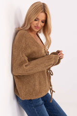 Lightweight buff sleeve stylish cut sweater