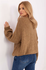 Lightweight buff sleeve stylish cut sweater