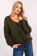 Lightweight buff sleeve stylish cut sweater