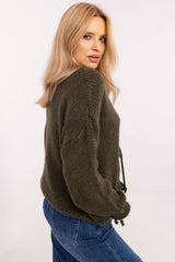 Lightweight buff sleeve stylish cut sweater