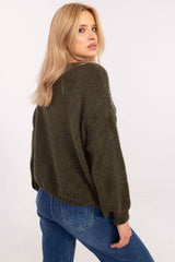 Lightweight buff sleeve stylish cut sweater