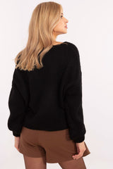 Lightweight buff sleeve stylish cut sweater