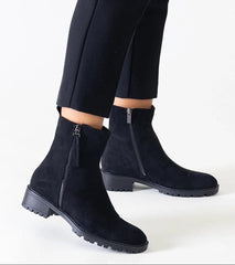 Black high platform boots