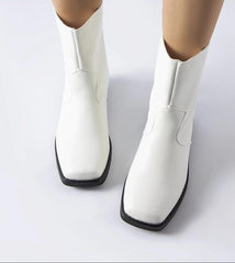 White eco-leather boots