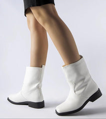 White eco-leather boots