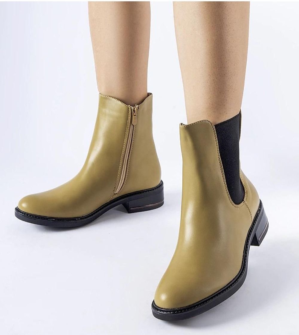 Olive padded classic ankle boots