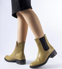 Olive padded classic ankle boots