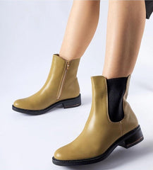 Olive padded classic ankle boots