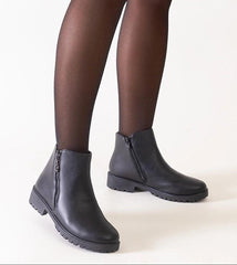 Branda black ankle boots with metal inserts