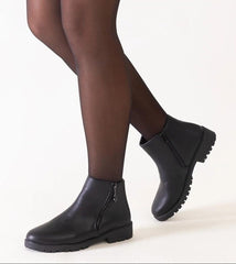 Branda black ankle boots with metal inserts