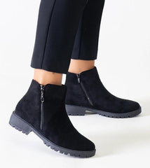 Branda black ankle boots with metal inserts