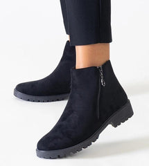 Branda black ankle boots with metal inserts