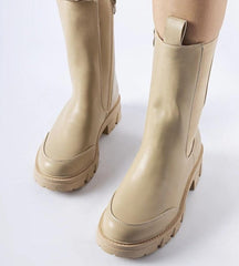 Charming round toe beige boots