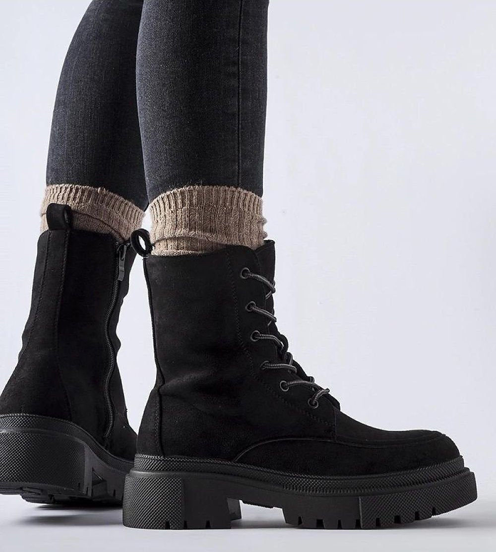 Black 'Riel' worker-style boots