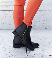 Black Paien flat heel ankle boots