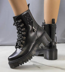 Black Laverda decorative lacing ankle boots