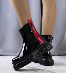 Black patent leather Casta ankle boots