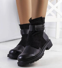 Kevin black strap ankle boots