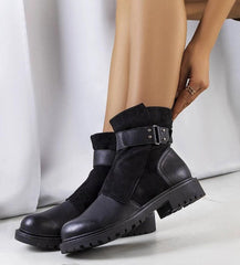 Kevin black strap ankle boots