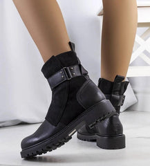 Kevin black strap ankle boots