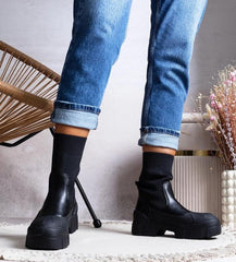 Conta black decorative embossing ankle boots